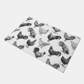 Hähnchenmuster im Retro-Landhaus Fußmatte (Schrägansicht)