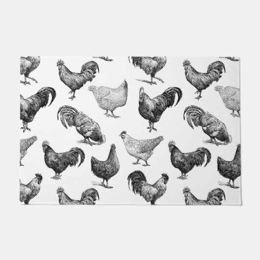 Hähnchenmuster im Retro-Landhaus Fußmatte (Vorderseite)