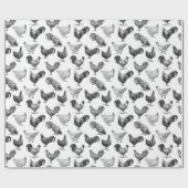 Hähnchenmuster im Retro-Landhaus Geschenkpapier (Flach)