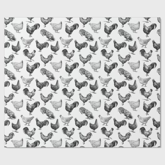 Hähnchenmuster im Retro-Landhaus Geschenkpapier (Flach)