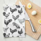 Hähnchenmuster im Retro-Landhaus Geschirrtuch (Viertel Falte)