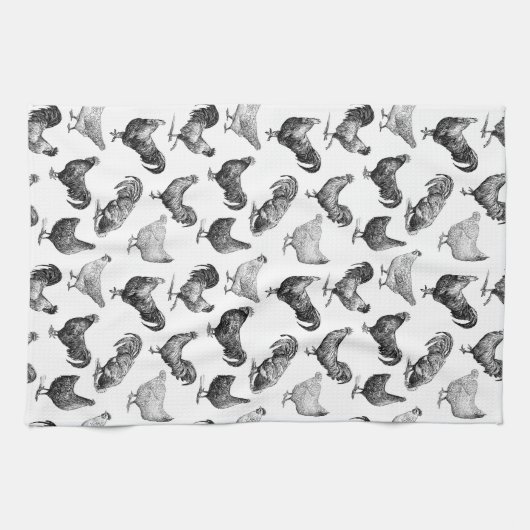 Hähnchenmuster im Retro-Landhaus Geschirrtuch (Horizontal)