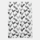 Hähnchenmuster im Retro-Landhaus Geschirrtuch (Vertikal)