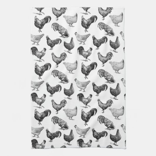 Hähnchenmuster im Retro-Landhaus Geschirrtuch (Vertikal)