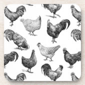 Hähnchenmuster im Retro-Landhaus Getränkeuntersetzer (Vorderseite)