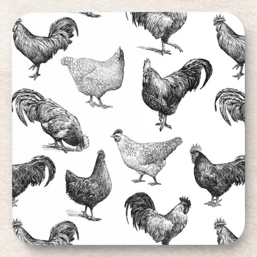 Hähnchenmuster im Retro-Landhaus Getränkeuntersetzer (Vorderseite)