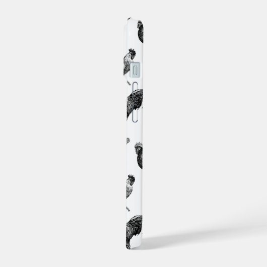 Hähnchenmuster im Retro-Landhaus iPhone 15 Hülle (Linke Seite)