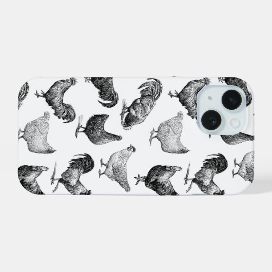 Hähnchenmuster im Retro-Landhaus iPhone 15 Hülle (Rückseite (Horizontal))
