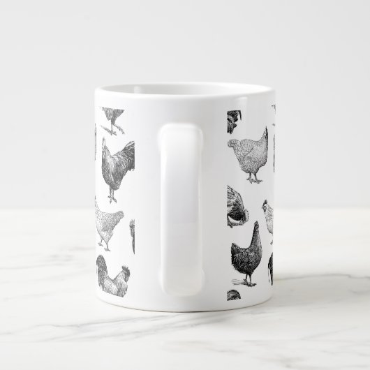 Hähnchenmuster im Retro-Landhaus Jumbo-Tasse (Rückseite)