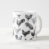 Hähnchenmuster im Retro-Landhaus Jumbo-Tasse (Vorderseite Rechts)
