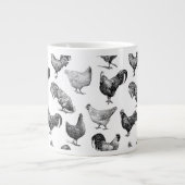 Hähnchenmuster im Retro-Landhaus Jumbo-Tasse (Vorderseite)