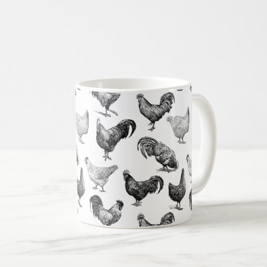 Hähnchenmuster im Retro-Landhaus Kaffeetasse (VorderseiteRechts)