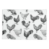 Hähnchenmuster im Retro-Landhaus Kissenbezug (Rückseite-Links)