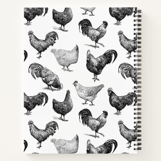 Hähnchenmuster im Retro-Landhaus Notizblock (Rückseite)