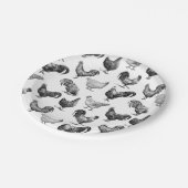 Hähnchenmuster im Retro-Landhaus Pappteller (Schrägansicht)