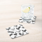 Hähnchenmuster im Retro-Landhaus Rechteckiger Pappuntersetzer (Vor Ort)