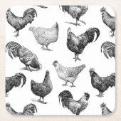 Hähnchenmuster im Retro-Landhaus Rechteckiger Pappuntersetzer (Vorderseite)