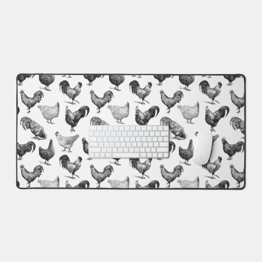 Hähnchenmuster im Retro-Landhaus Schreibtischunterlage (Tastatur & Maus)
