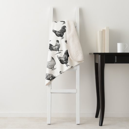 Hähnchenmuster im Retro-Landhaus Sherpadecke (Beispiel)