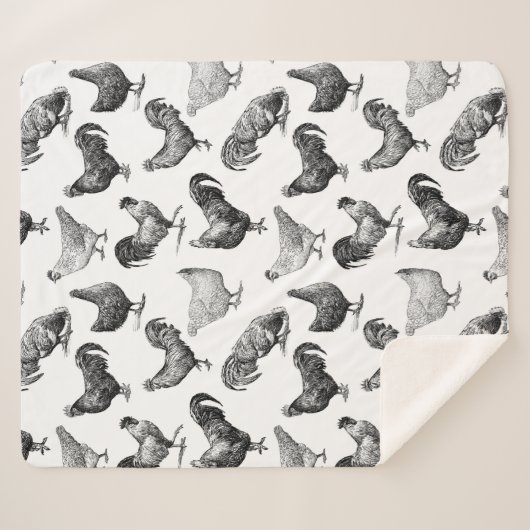 Hähnchenmuster im Retro-Landhaus Sherpadecke (Vorderseite (Horizontal))