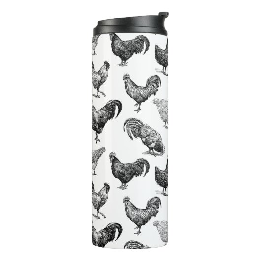 Hähnchenmuster im Retro-Landhaus Thermosbecher (Nach links gedreht)