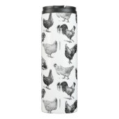 Hähnchenmuster im Retro-Landhaus Thermosbecher (Rückseite)