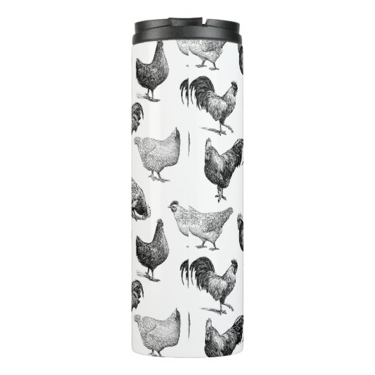 Hähnchenmuster im Retro-Landhaus Thermosbecher (Rückseite)