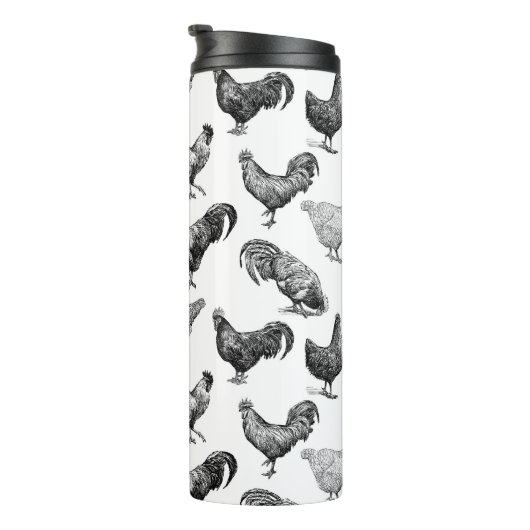 Hähnchenmuster im Retro-Landhaus Thermosbecher (Nach rechts gedreht)