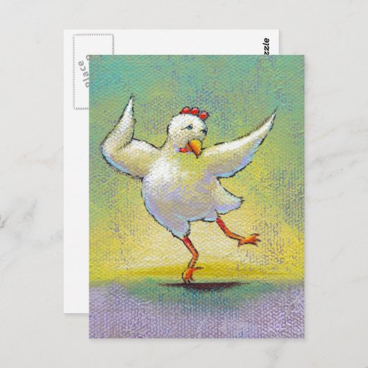 Hähnchentänzerin Moderne interpretierende Kunst Postkarte (Vorne/Hinten)
