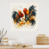 Hähne - Archivdruck Poster (Küche)
