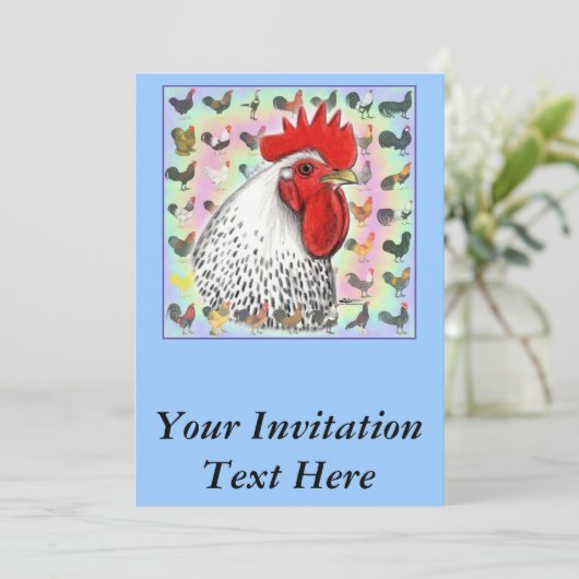 Hähne! Einladung (Stehend Vorderseite)