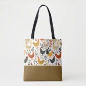 Hähne und Hühner Doodle Style Farbblock Tasche (Vorderseite)