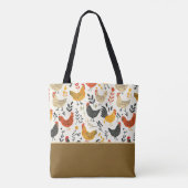 Hähne und Hühner Doodle Style Farbblock Tasche (Rückseite)