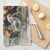 Hähne und Hühner Geschirrtuch (Viertel Falte)