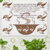 Hähne und Suppenschüssel-Hühnersuppe-Rezept Küchentuch (Gefaltet)