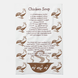 Hähne und Suppenschüssel-Hühnersuppe-Rezept Küchentuch