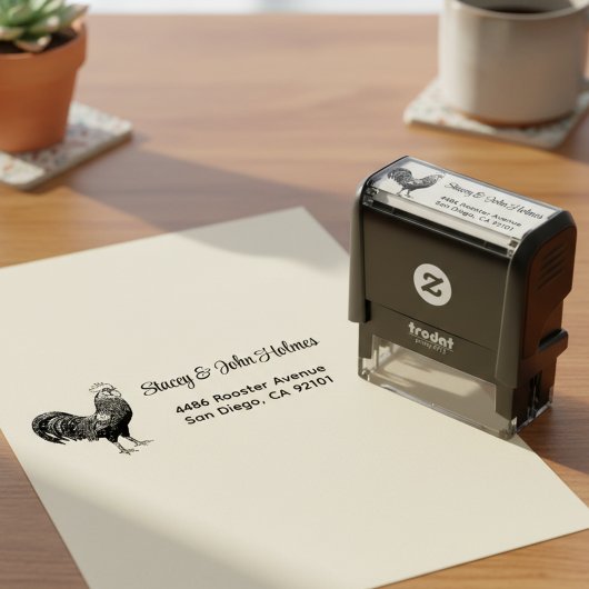 Hahnen-Rücksende-Adresse-Stempel mit eigenem Text Permastempel