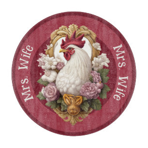 Hahnen-Wappenschild, bordeauxrot, Schneidebrett