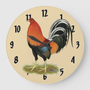 Hahnenkampf-Weizen-Hahn Große Wanduhr