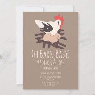 Hahnenstall-Tiere Bauernhof Baby Shower Kunst Einladung