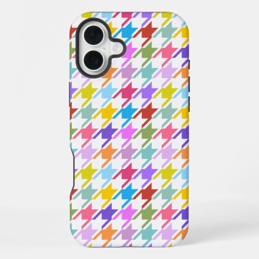 Hahnentritt-Multicolor+Weiß-Muster iPhone Hülle (Rückseite)