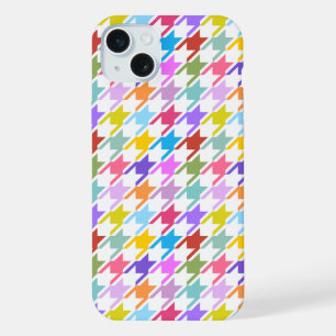 Hahnentritt-Multicolor+Weiß-Muster iPhone 15 Plus Hülle