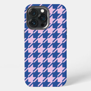 Hahnentritt-Rosa+Blau-Muster iPhone 13 Pro Hülle
