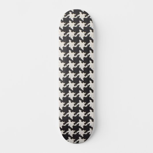 Hahnentritt Schwarz Weiß Muster Skateboard (Vorderseite)