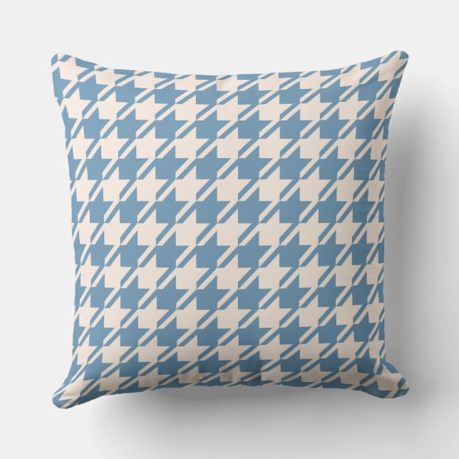 Hahnentrittmuster 2Way Blue+Cream Big Pattern Kissen (Rückseite)