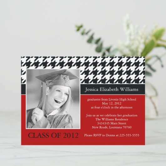 Hahnentrittmuster-Abschluss Einladung (Stehend Vorderseite)