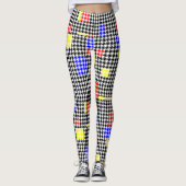 Hahnentrittmuster Abstrakt Schwarz und Farben Mode Leggings (Vorderseite)