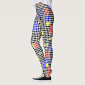 Hahnentrittmuster Abstrakt Schwarz und Farben Mode Leggings (Links)