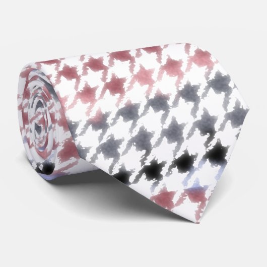 Hahnentrittmuster Abstrakte Wasserfarbe Krawatte (Gerollt)
