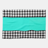 Hahnentrittmuster, aquamarin, schwarz und weiß kar geschirrtuch (Horizontal)